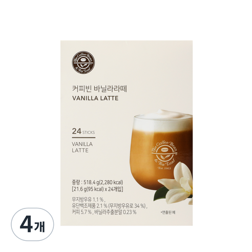 커피빈 바닐라라떼, 21.6g, 24개입, 4개