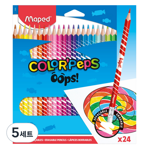마패드 컬러펩스 웁스 지워지는 색연필, 5세트, 24색