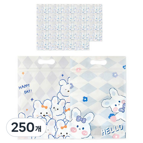 동아피엠에스 손잡이 지퍼백 토끼친구들, 랜덤발송, 250개