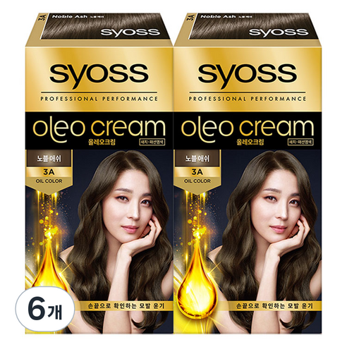 사이오스 올레오 크림 헤어 컬러 염모제, 3A노블애쉬, 6개