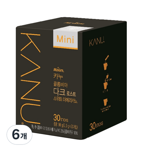카누 콜롬비아 다크 로스트 스위트 아메리카노 미니, 3g, 30개입, 6개