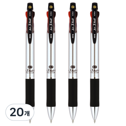 자바펜 제트3볼 M 멀티펜 0.7mm, 메탈릭실버, 20개