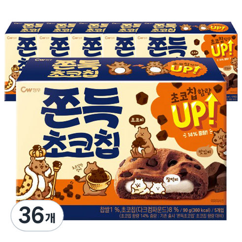청우식품 쫀득 초코칩 5p, 90g, 36개