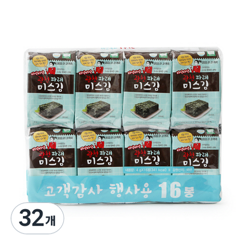 미스김 광천 파래 도시락김, 4g, 32개