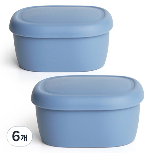 실리가든 실리콘 냉동밥 보관용기 다크블루 200ml, 6개