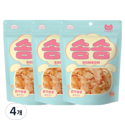 솜솜 반려동물 닭가슴살 슬라이스 간식 3p, 4개, 90g, 닭