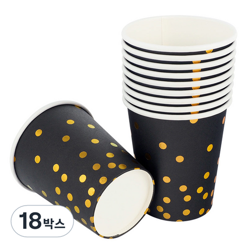 컨페티 파티컵 블랙 240ml, 18개