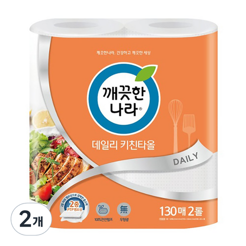 깨끗한나라 데일리 키친타올 130매, 4개