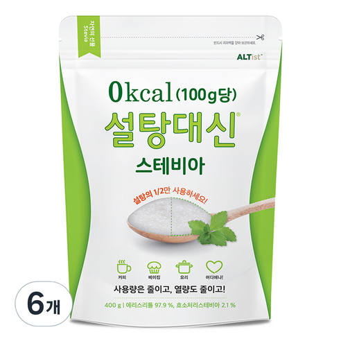 설탕대신 스테비아 에리스리톨 설탕, 400g, 6개