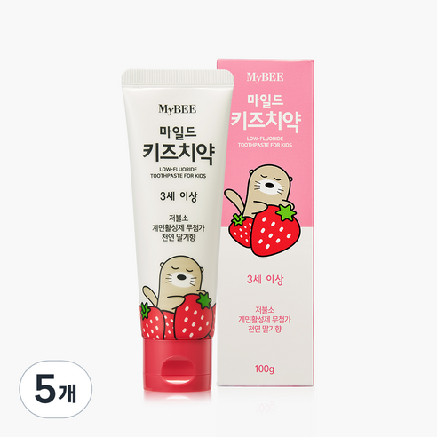 마이비 마일드 키즈치약 딸기향, 100g, 5개