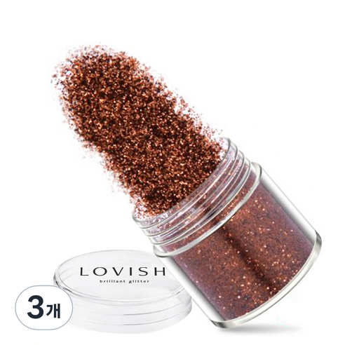 러비쉬 프리미엄 네일 글리터 10g, LVS-016 다크브라운, 3개