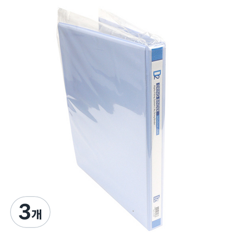 알파 투명 D링 A4 바인더 AT 3공 2cm, 혼합 색상, 3개