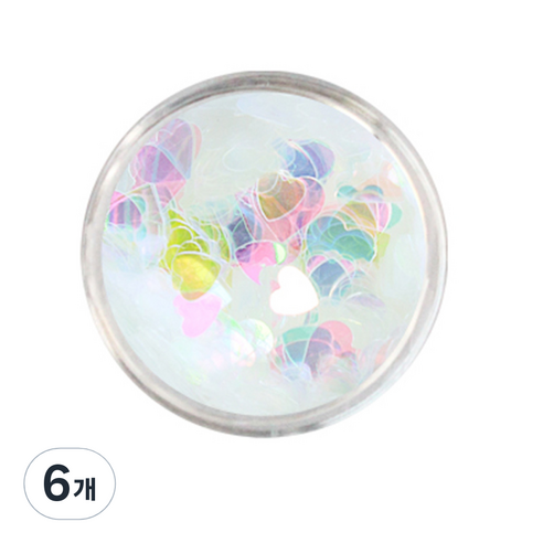 네일스케치 오팔 도형 네일 글리터, 하트, 6개