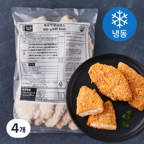 참손 매운맛 생선까스 10개입 (냉동), 600g, 4개