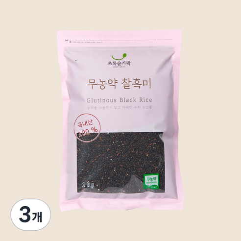 초록숟가락 찰흑미, 1kg, 3개