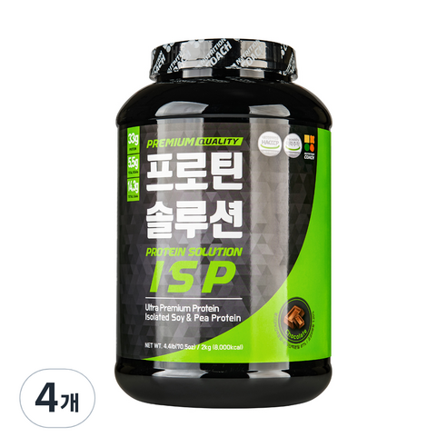 프로틴솔루션 ISP 초코맛 식물성 단백질보충제 프로틴, 2kg, 4개