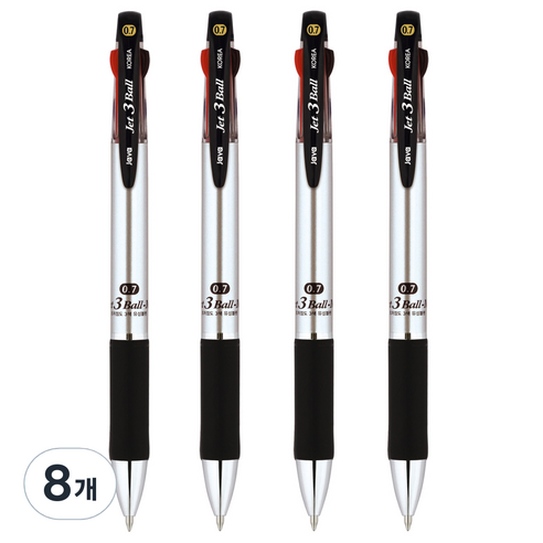 자바펜 제트3볼 M 멀티펜 0.7mm, 메탈릭실버, 8개