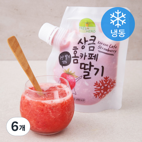 프레시히어로 상큼 홈카페 딸기 퓨레 (냉동), 200g, 6개