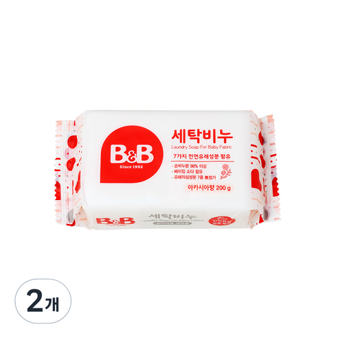 비앤비 유아의류용 세탁비누 아카시아, 2개