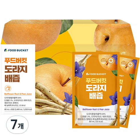 푸드버킷 도라지배즙 30포, 2.4L, 7개