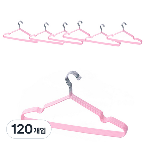 마켓감성 철제 옷걸이 작은옷타입, 핑크, 120개입