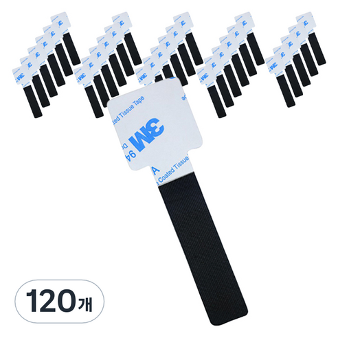 메이크마인 다용도 전선 케이블 정리 클립 벨크로, 블랙, 120개