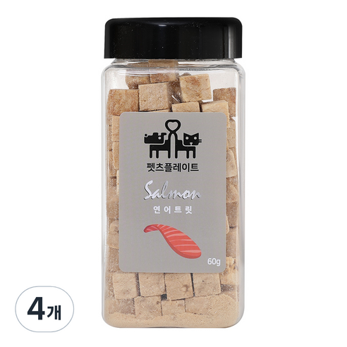 펫츠플레이트 반려동물 연어트릿 동결건조간식, 연어맛, 60g, 4개