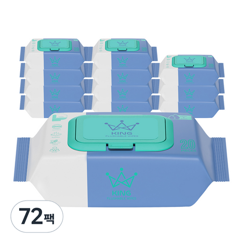 킹물티슈 소프트터치 저자극 비데물티슈 캡형, 60g, 20매, 72개