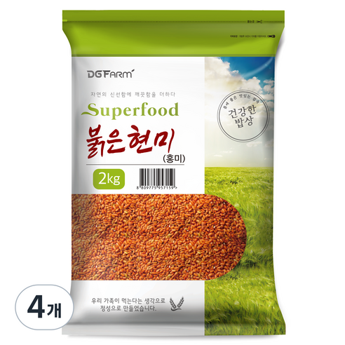 건강한밥상 붉은현미, 2kg, 4개