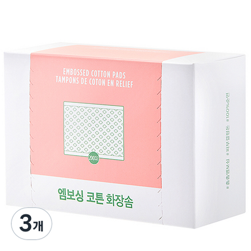 fmgt T 엠보싱 코튼 화장솜, 200개입, 3개