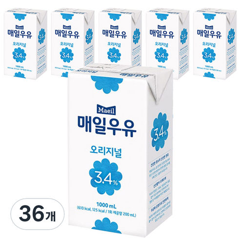 매일 멸균우유 오리지널 1000ml x 6입(1box), 1L, 36개