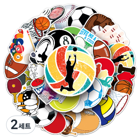 문곰상점 감성 다이어리 꾸미기 캐리어 스티커 50종 세트, 공놀이, 2세트