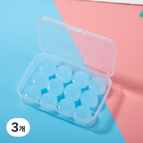 이어대미 수면 소음 차단 수영 실리콘 귀마개 블루, 3개, 12개입