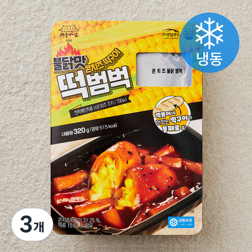 [로켓프레시] 서울마님 불닭맛 콘치즈떡구이 떡범벅 (냉동), 320g, 3개