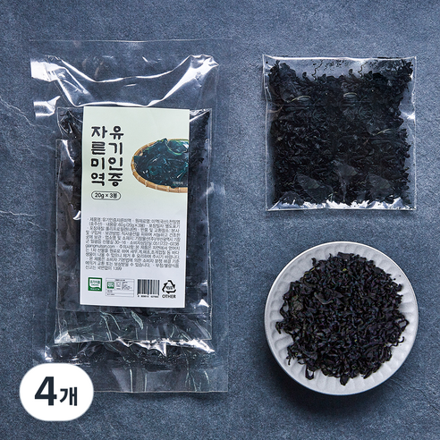 유기 인증 자른미역, 60g, 4개