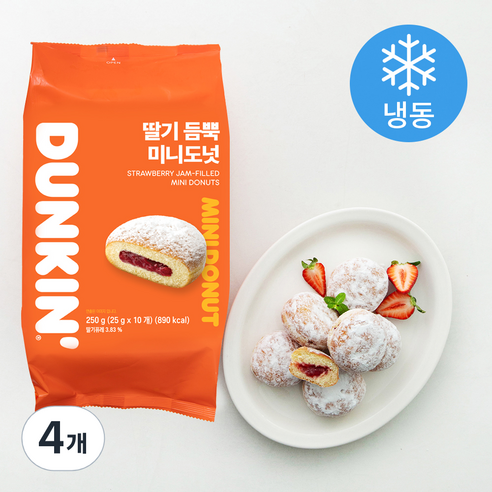 던킨 딸기 듬뿍 미니도넛 (냉동), 25g, 10개입, 4개