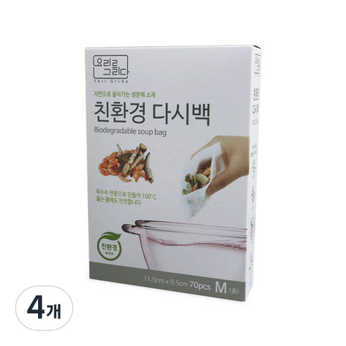 요리를그리다 친환경 다시백 M, 70개입, 4개