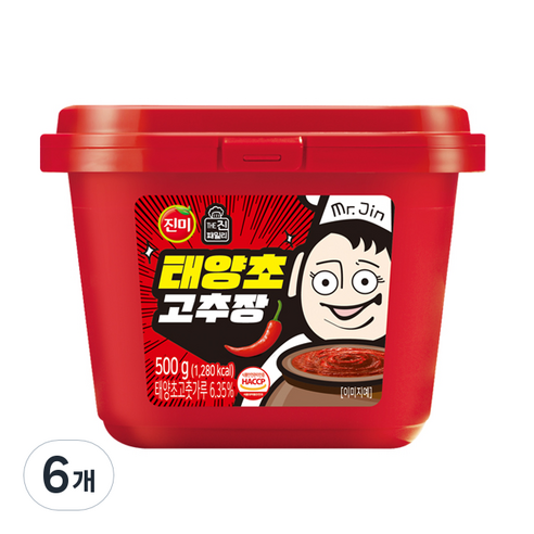 진미 태양초 고추장, 500g, 6개