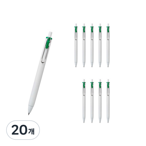 유니볼 원 중성 잉크펜 0.5mm, 그린, 20개