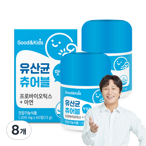 굿앤키즈 내츄럴플러스 유산균 츄어블, 60정, 8개