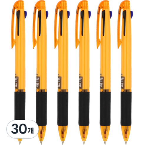 자바펜 제트3볼 3색 볼펜 0.38mm, 옐로우, 30개