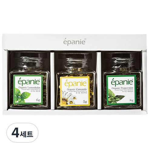 에빠니 유기농 미니 3종 허브차 세트, 캐모마일 5g  + 페퍼민트 8g + 레몬밤 6g, 4세트