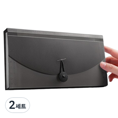 올인셀 다기능 13칸 아코디언 파일 263 x 140 mm + 스티커 세트, 블랙(파일), 2세트