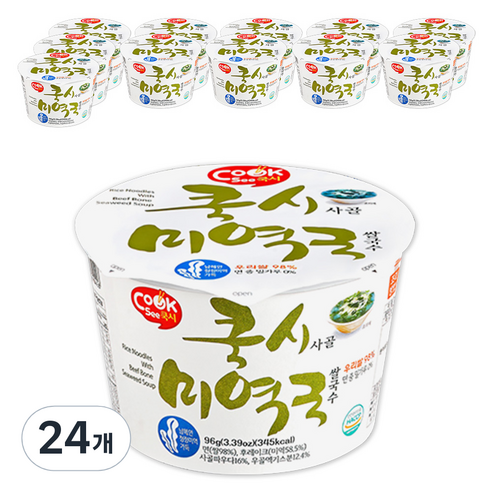 쿡시 사골 미역국 쌀국수, 96g, 24개
