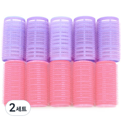 쉬즈라인 찍찍이 헤어롤 대 5p + 중 5p 세트, 혼합색상, 2세트