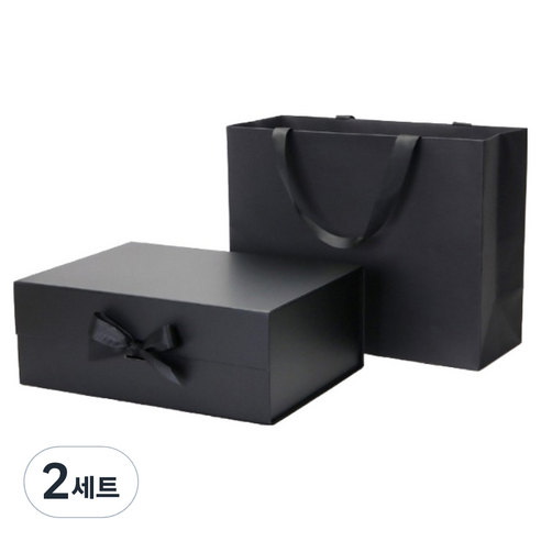 인디케이 기프트박스 쇼핑백 소, 블랙, 2세트
