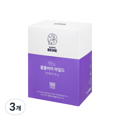 카페베네 마노 콜롬비아 마일드 원두커피믹스 180P, 0.9g, 180개입, 3개
