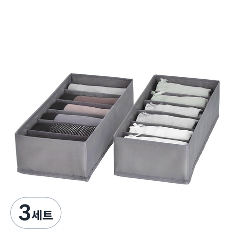 코멧 홈 프리미엄 속옷정리함 6칸 2개입, 그레이, 3세트