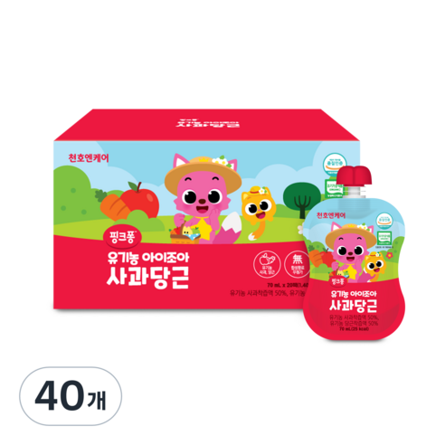 천호엔케어 핑크퐁 유기농 아이조아 사과당근즙 70ml x 20p, 사과당근, 40개