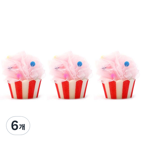 원이네 아이스크림 무지개 캐릭터 샤워볼, 핑크 컵 아이스크림, 1개입, 6개